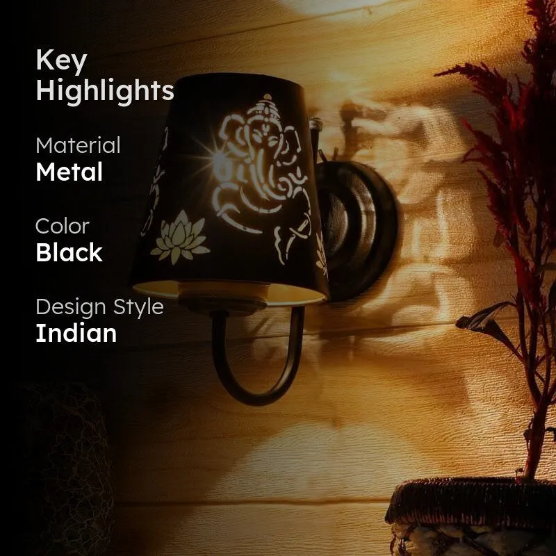 Ganeshji Etched Metal Wall Lamp media 2