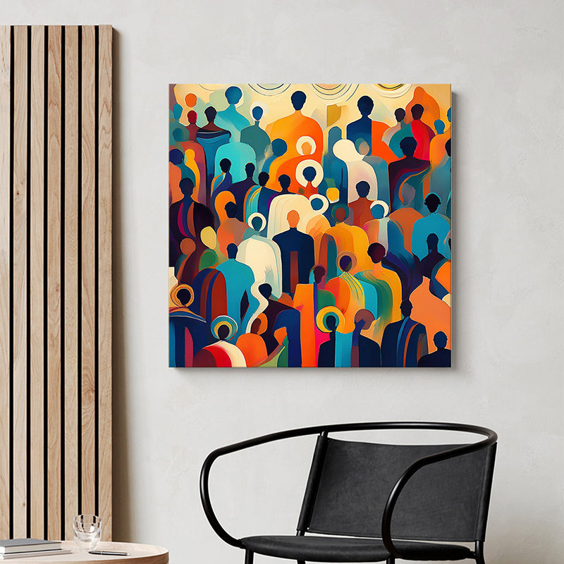 Pop Diverse People Crowd Wall Painting