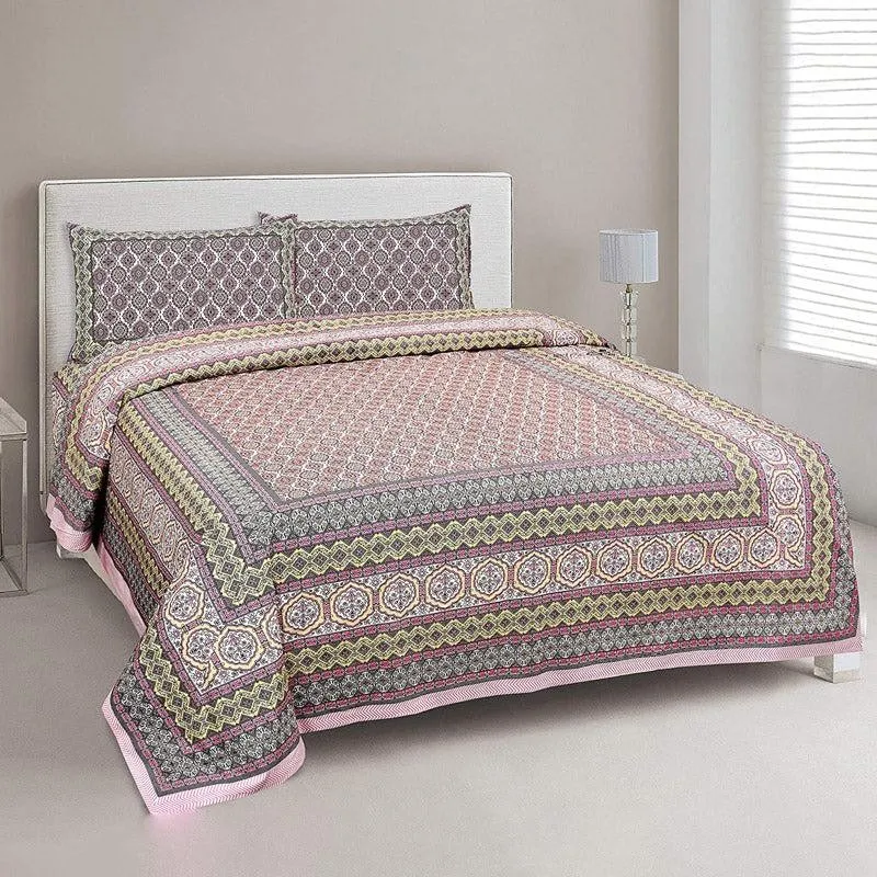 Amritasha Ethnic Cotton Bedsheet (Multicolor) - 144 TC media 1