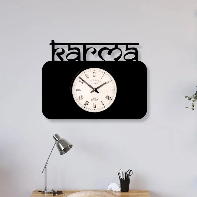 Karma Steel Analog Wall Clock - Black media 1