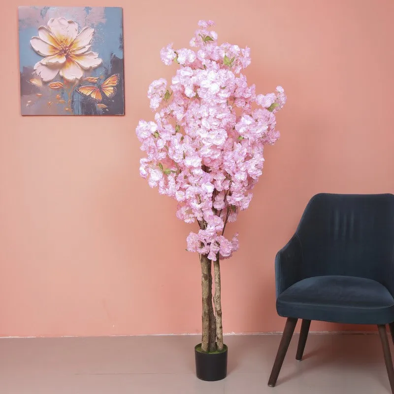 Dreamy Cheery Blossom Artificial Plant With Black Plastic Pot media 3