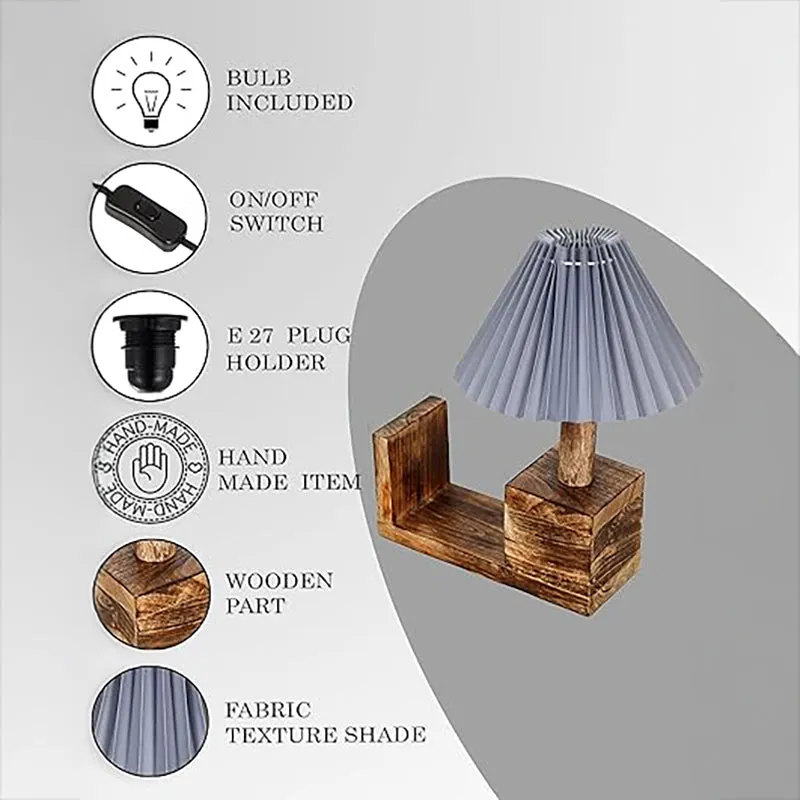 Sentry Pleated Fabric Table Lamp - Grey,Brown media 7