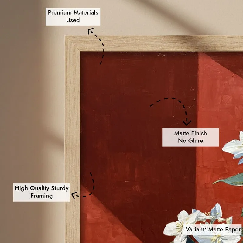 Scarlet Petals Canvas Wall Painting - Brown Frame media 7
