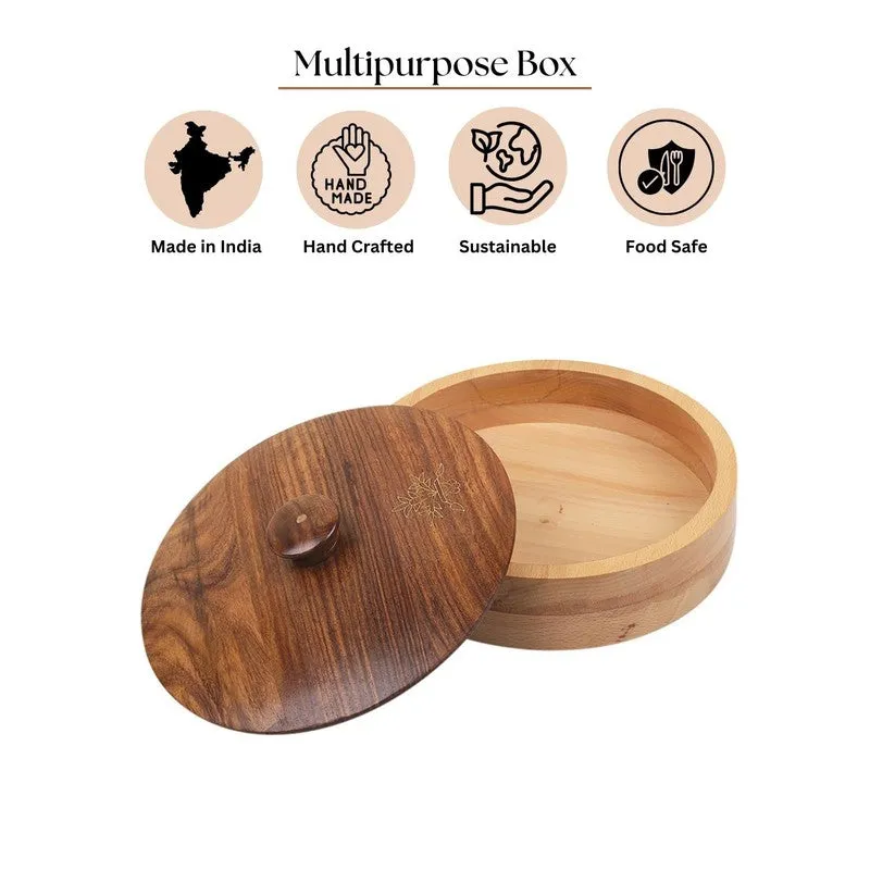Elegant Oven-Safe Sheesham Wood Casserole media 6
