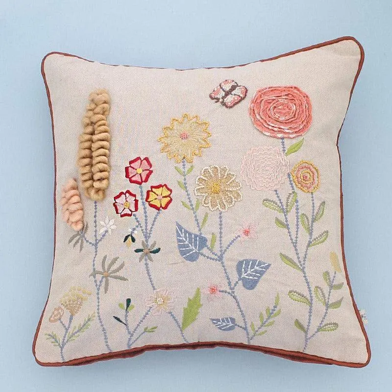 Ranunculus Embroidered Cushion Cover media 3
