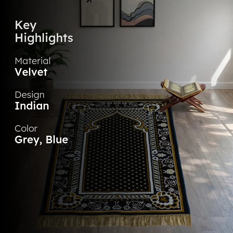 Sajdelle Velvet prayer Mat - Grey,Blue media 2
