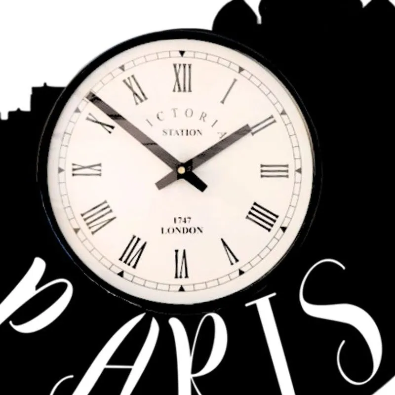 Paris City Steel Analog Wall Clock - Black media 5