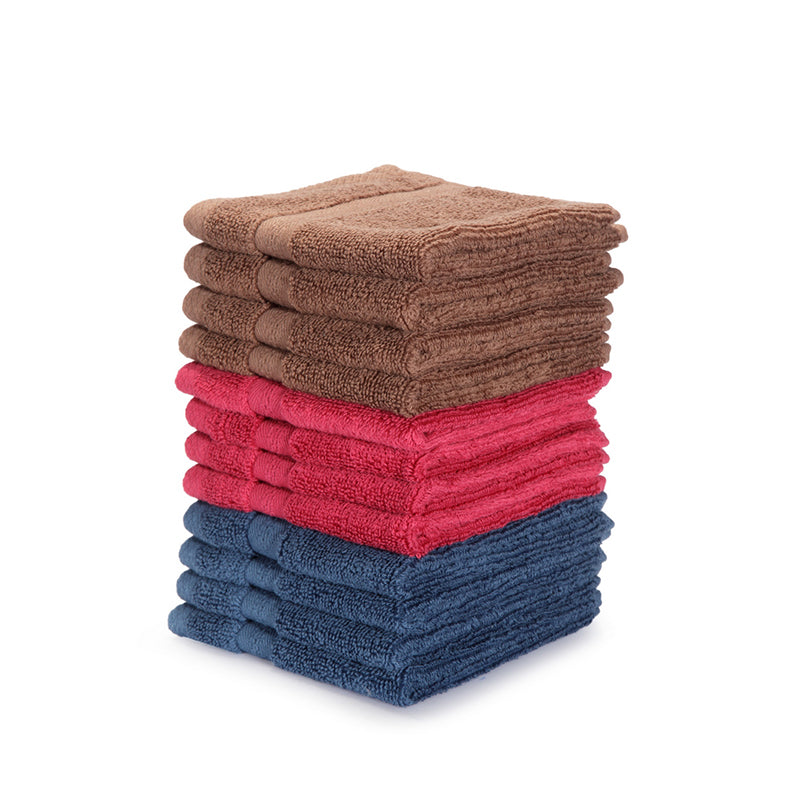 Nuage Cotton Hand & Face Towel (Brown, Pink & Blue) - Set Of Twelve media 3