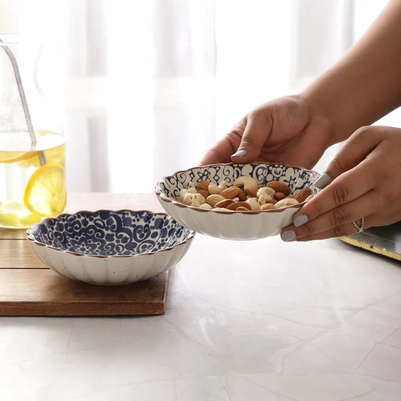 Mudwave Blue Stoneware Snack Bowls (340 mL) - Set Of Two media 6