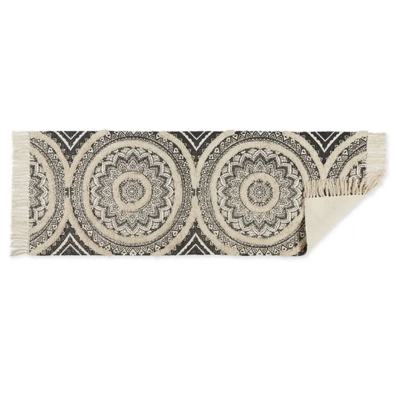 Mandala Cotton Runner Rug (Black) - Set of Two media 6