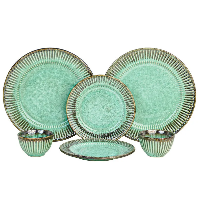 Mintora Green Ceramic Dinner Set - 6 Piece Set media 3