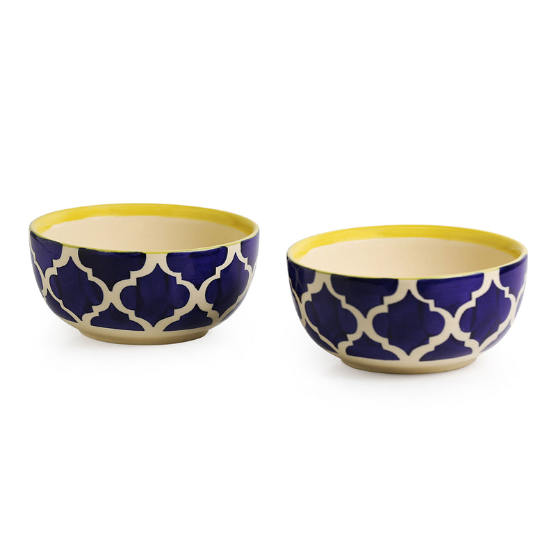 Moroccan Mile Handpainted Ceramic Serving Bowl (520 ML) - Set Of Two media 4