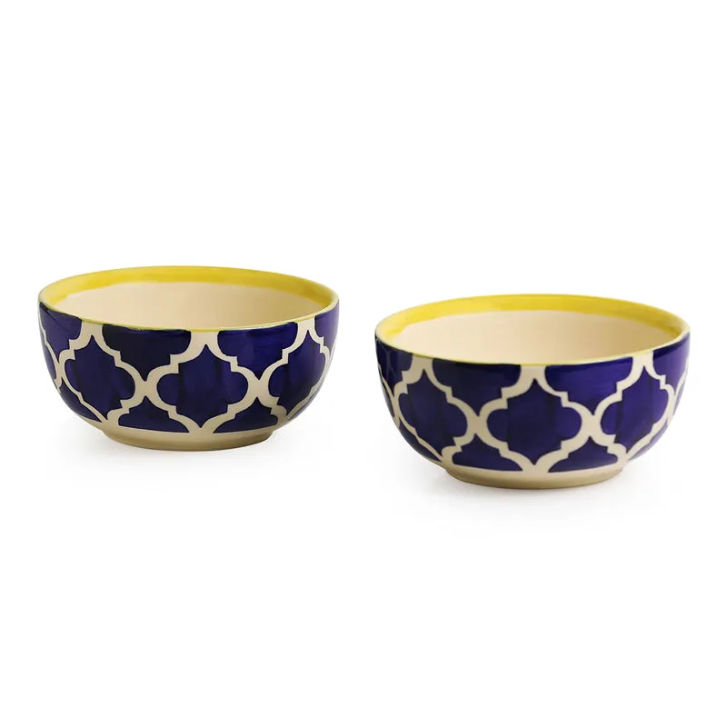 Moroccan Mile Handpainted Ceramic Serving Bowl (520 ML) - Set Of Two media 4