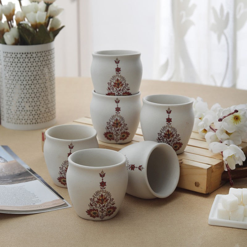 Mudleaf Multicolor Stoneware Kulhad (190 mL) - Set Of Six