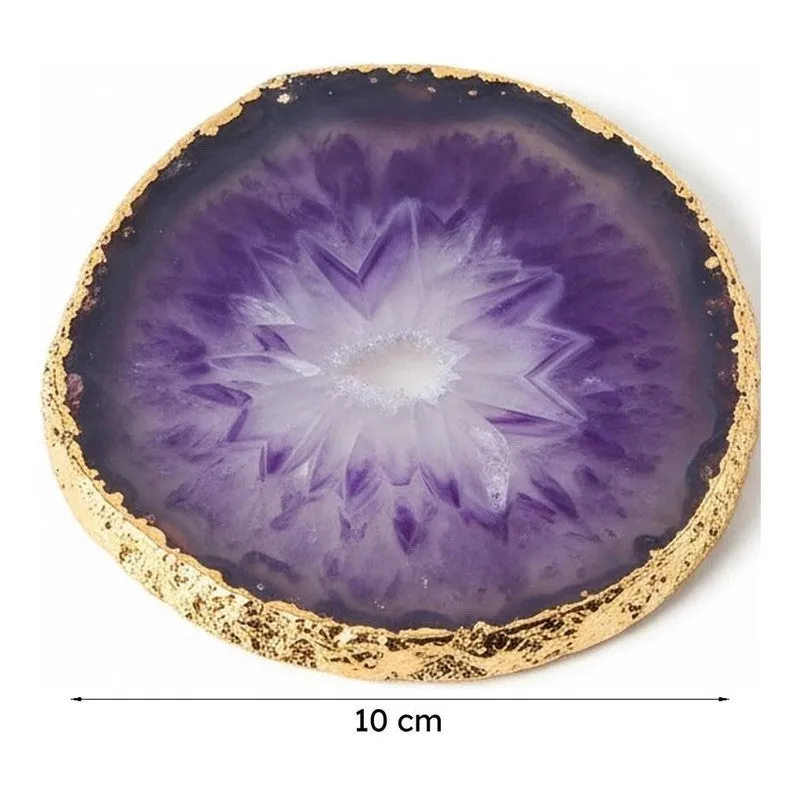 Byrona Handcrafted Crystal Agate Coaster (Purple) - Set Of Two media 6