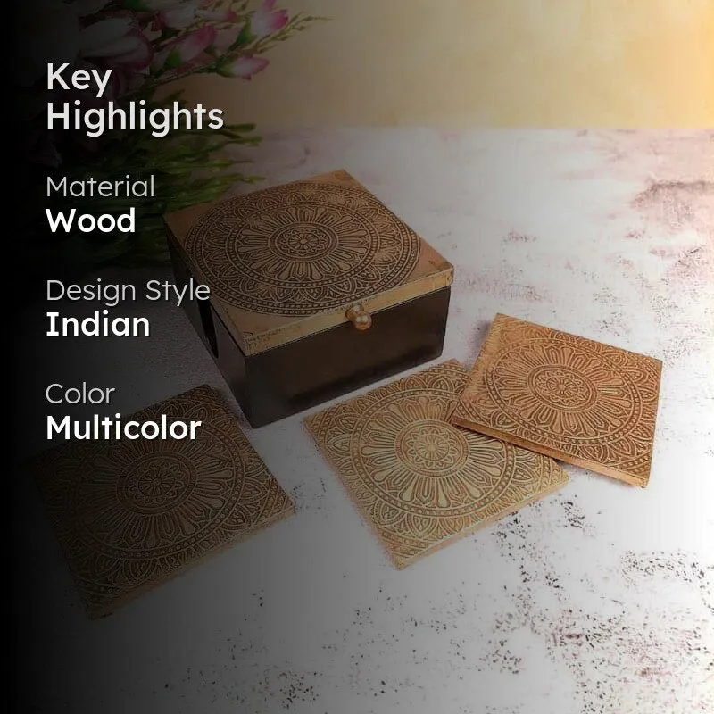 Aurik Wood Coaster With Box - Set Of Six media 2