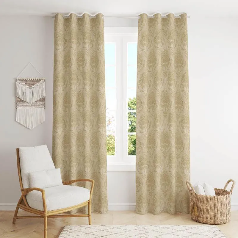 European Baroque Floral Single Curtain (Beige) media 1