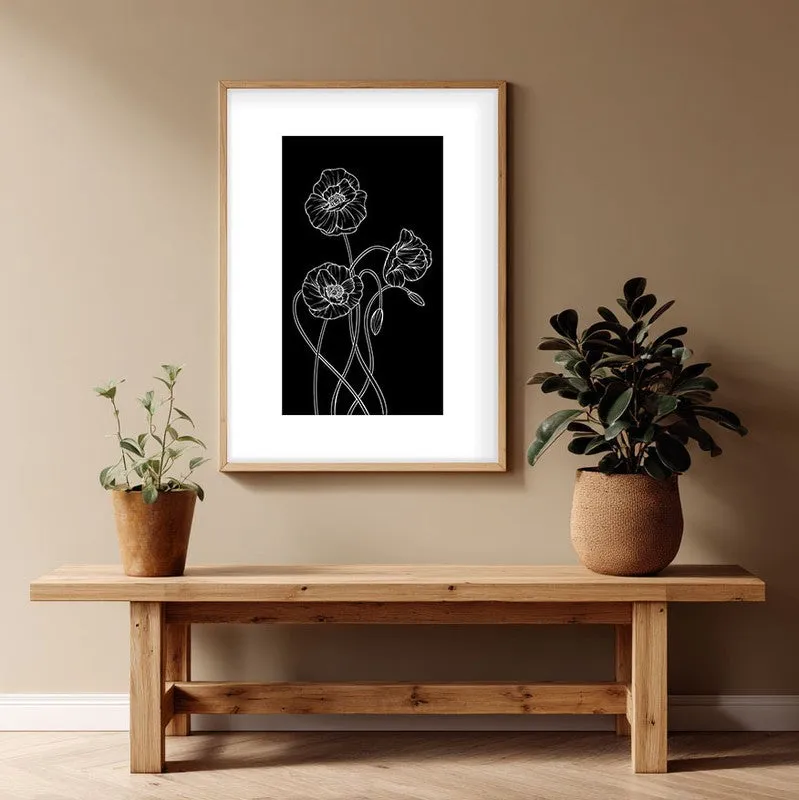 Dark Garden Canvas Wall Painting With Brown Frame media 1