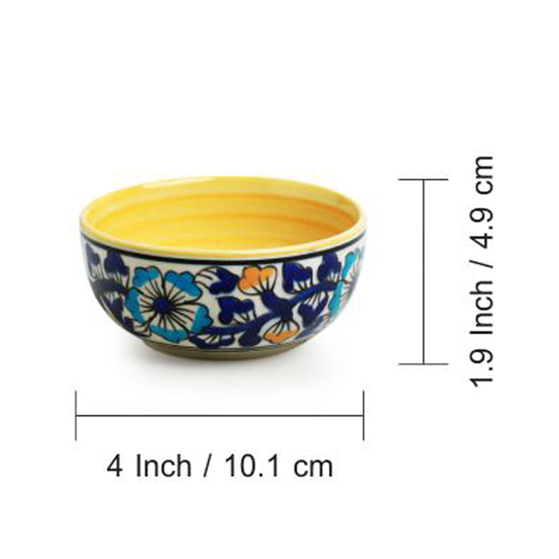 Indigo Garden Handpainted Microwave Safe Ceramic Dinner Set (220 mL Each) - 3 Piece Set media 7