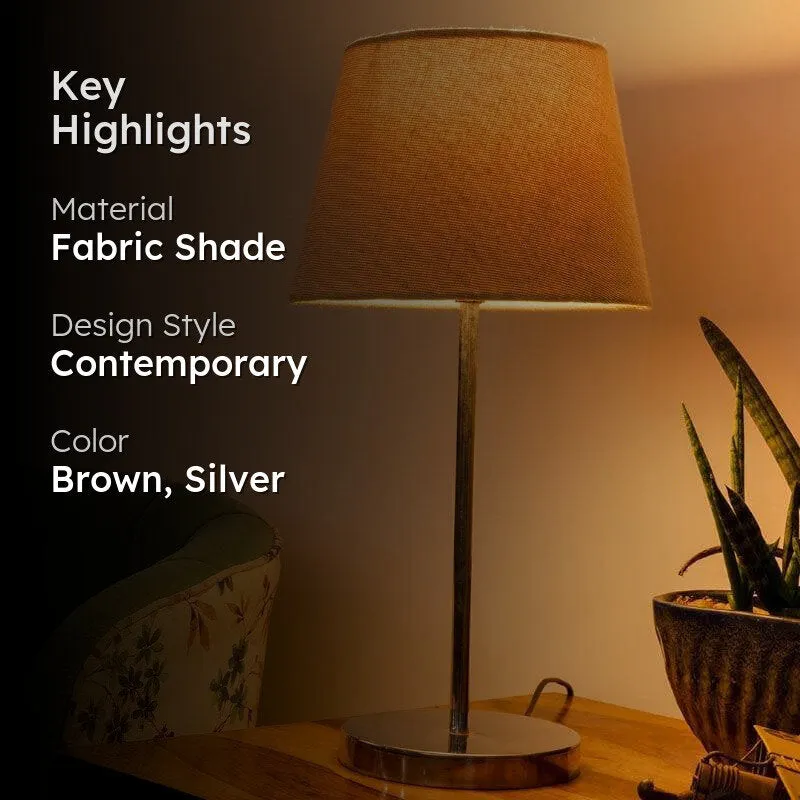 Classy With Twist Metal Chrome Fabric Table Lamp - Brown,Silver media 2
