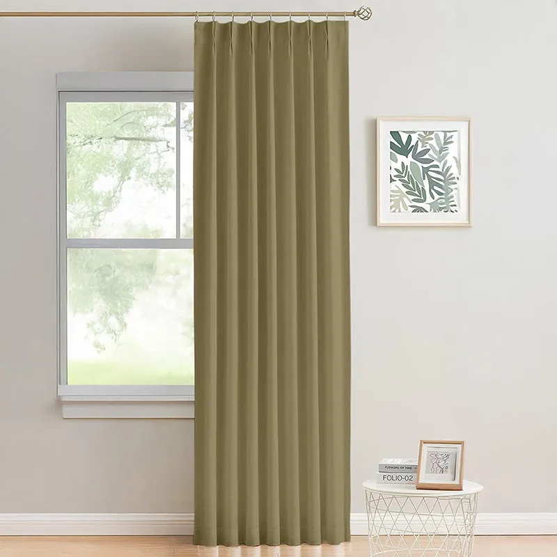 Noir Double Pinch Pleat Blackout Curtain - Khaki media 1