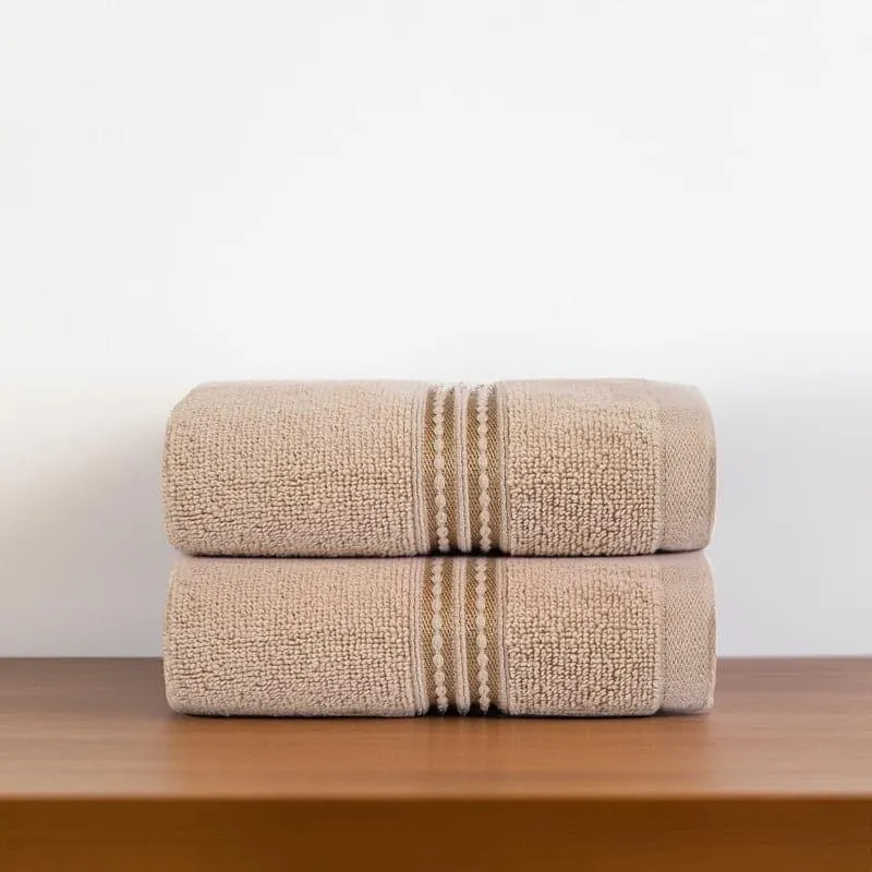 Micro Cotton LuxeDry Solid Hand Towel (Brown) - Set Of Two media 3