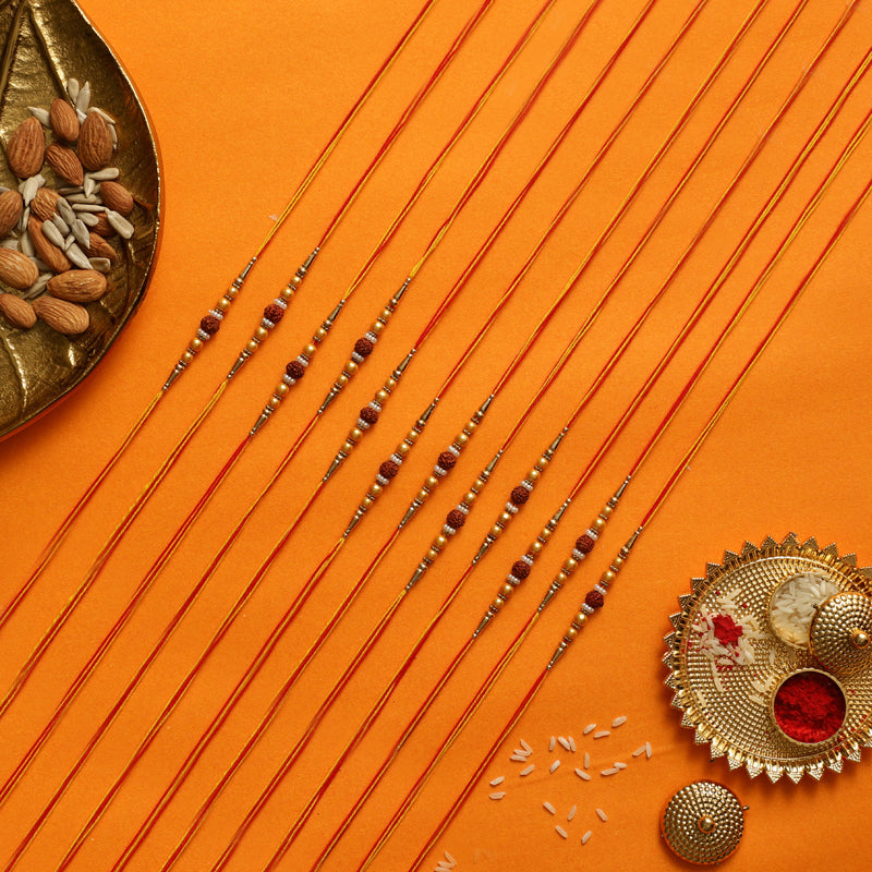 Rudraksha II Rakhi with Roli Chawal - Thirteen Piece Set