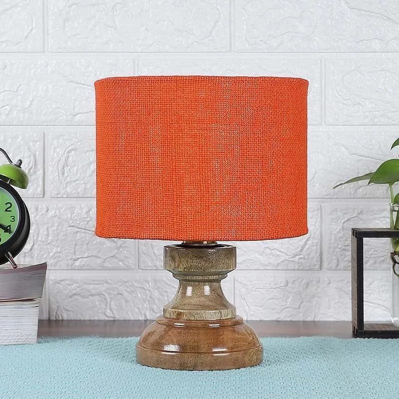Solid Helios Fabric Table Lamp - Orange,Brown media 3