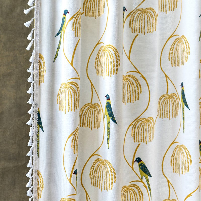 Tranquebar Home Floral Whisper Cotton Curtains(Yellow) - Set Of Two media 5