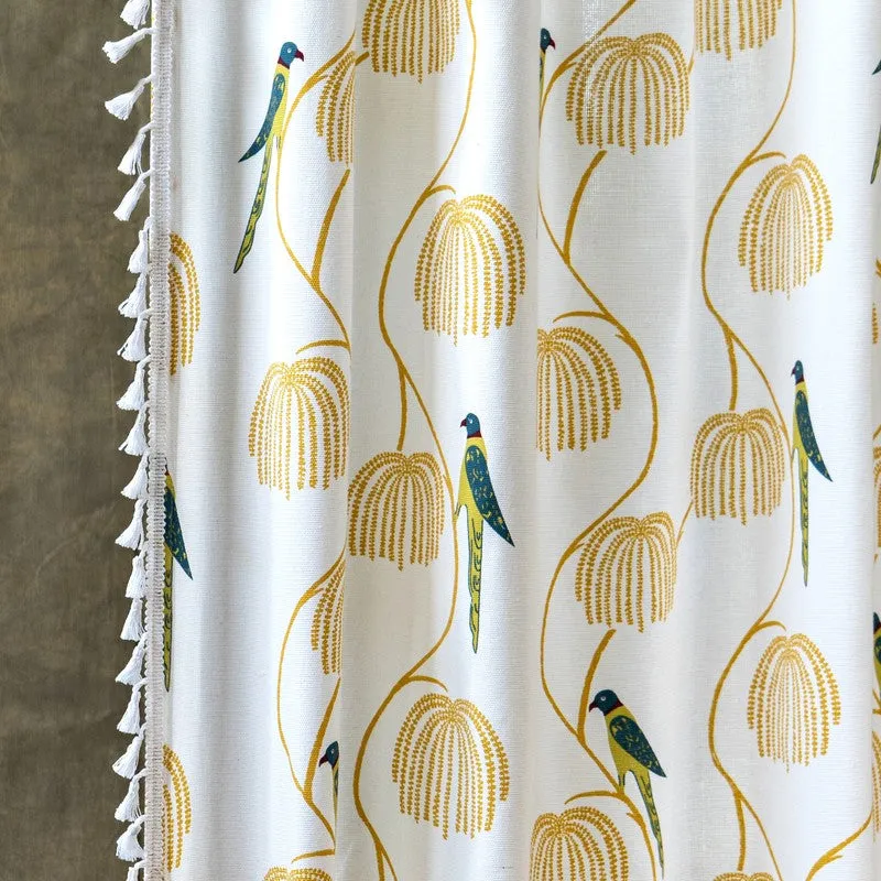 Tranquebar Home Floral Whisper Cotton Curtains(Yellow) - Set Of Two media 5