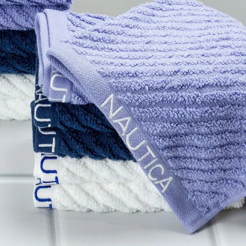 Nautica Riviera Soft Cotton Hand & Face Towel (White,Blue & Dark Blue) - Set Of Twelve media 4