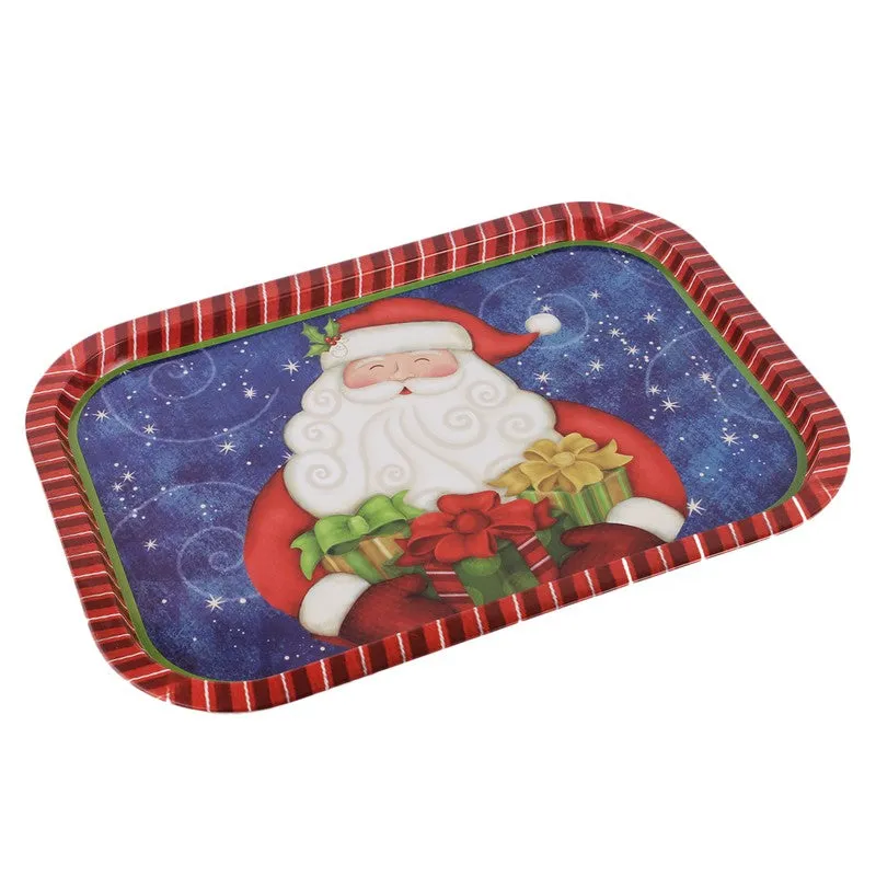 Santa Metal Rectangular Blue Serving Tray media 5