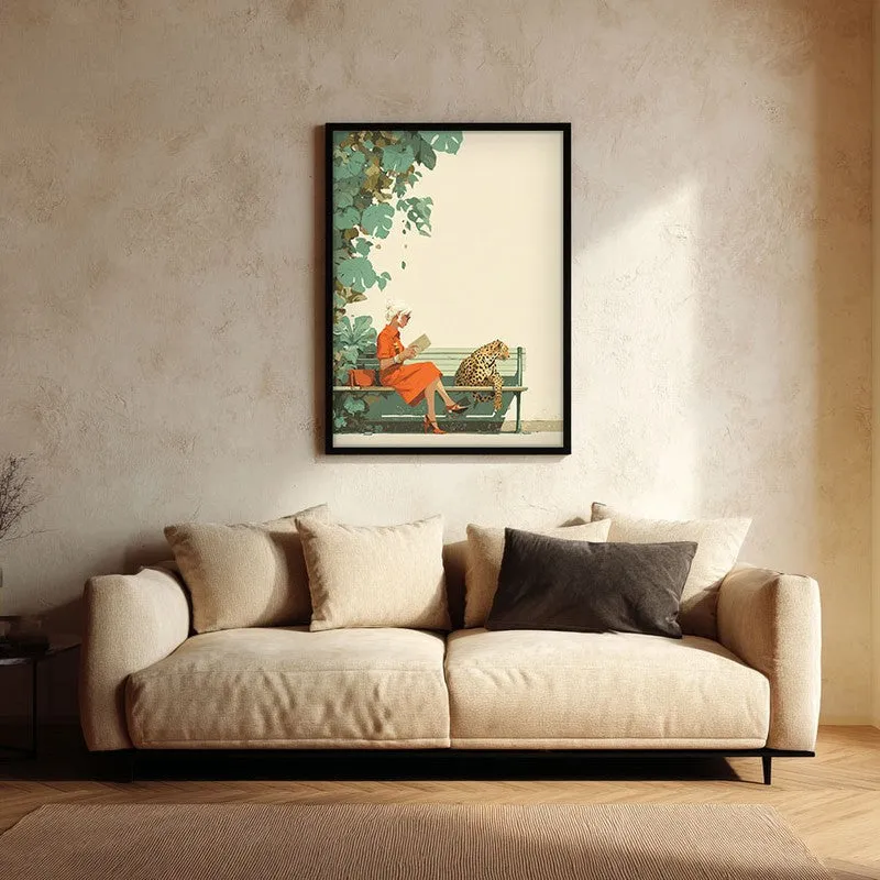 Jungle Reads Canvas Wall Painting - Black Frame media 1