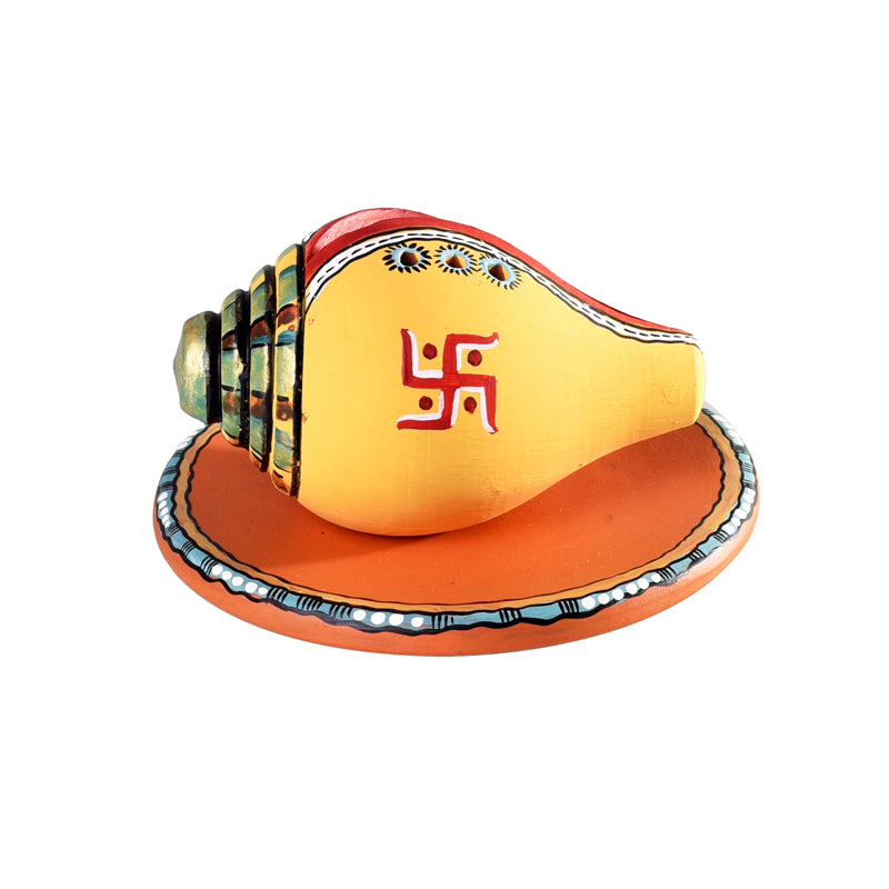 Swastika Conch Incense Holder (Yellow) - Two Piece Set media 3