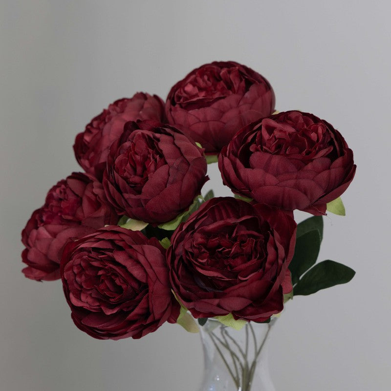 Realistic Artificial Peony Flower Bunches - Red media 5