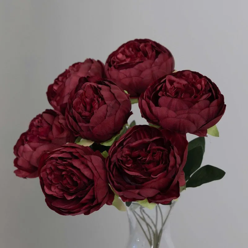 Realistic Artificial Peony Flower Bunches - Red media 5