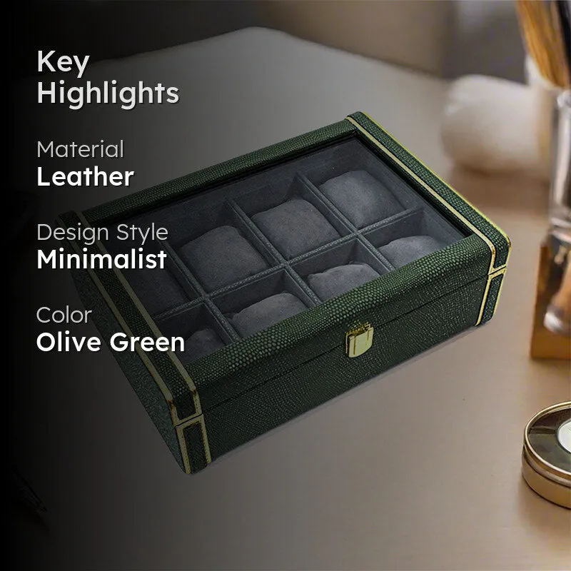 Tisquo II Faux Leather Watch Organizer - Olive Green media 2