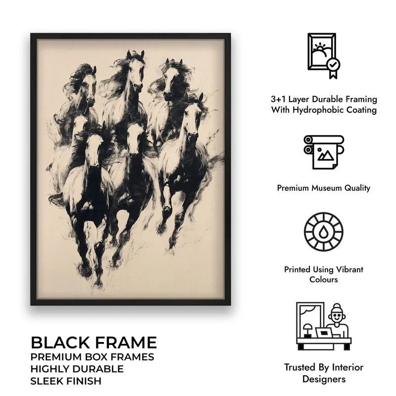 Wild Horses Wall Painting With Black Frame media 10