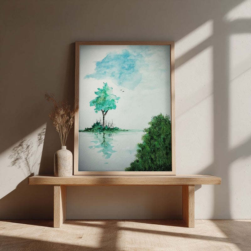 Verdant Shades Archival Paper Wall Art - Natural Brown Frame