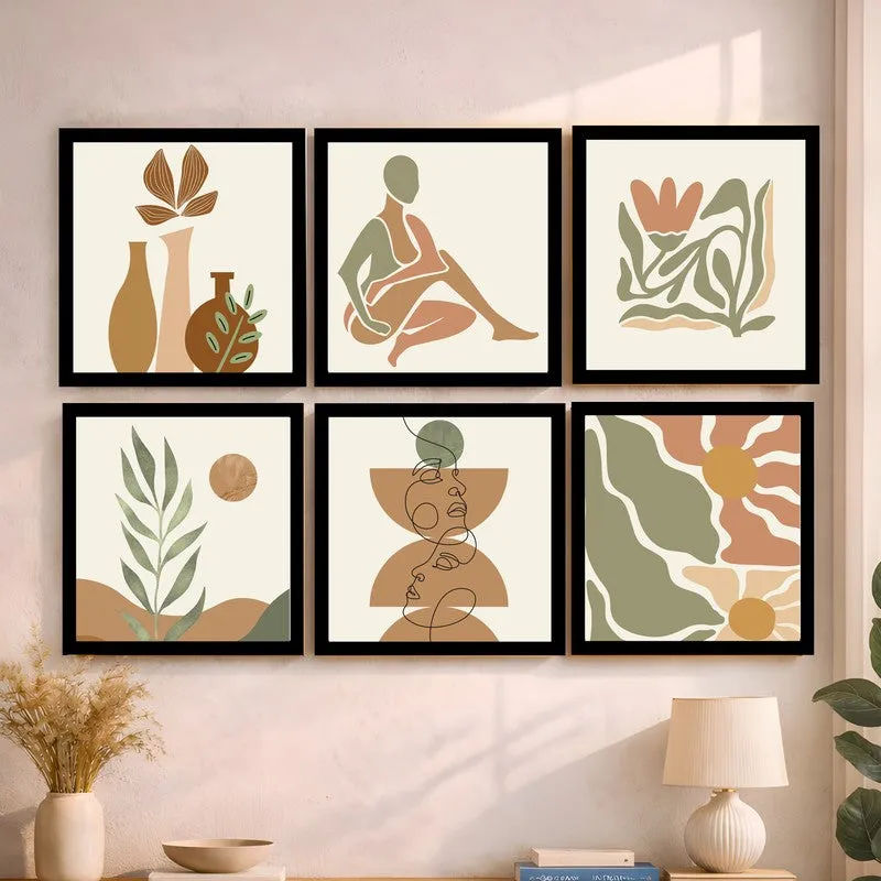 Sun (Drenched Paper Wall Painting With Frame) - Set Of Six media 4
