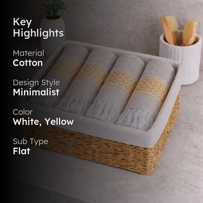 MosacStripe Cotton Hand Towel (Yellow) - Set of Two media 2