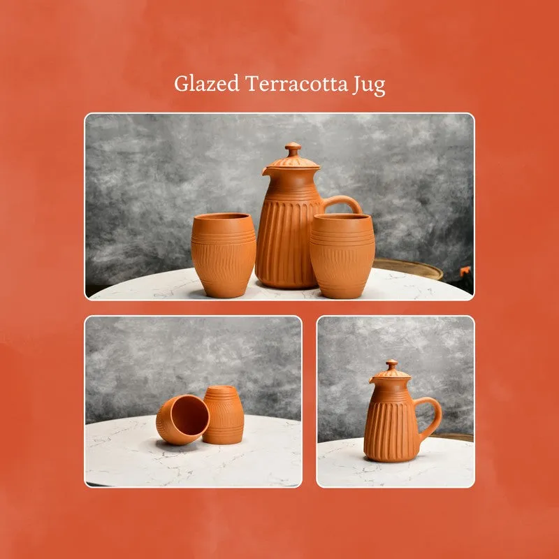 Victoria Terracotta Jug with Glasses - Three Piece Set - 8