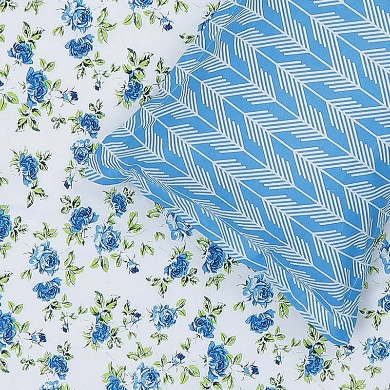 Monte Carlo Fleurish Cotton Bedsheet (White,Blue) - 104 TC media 6