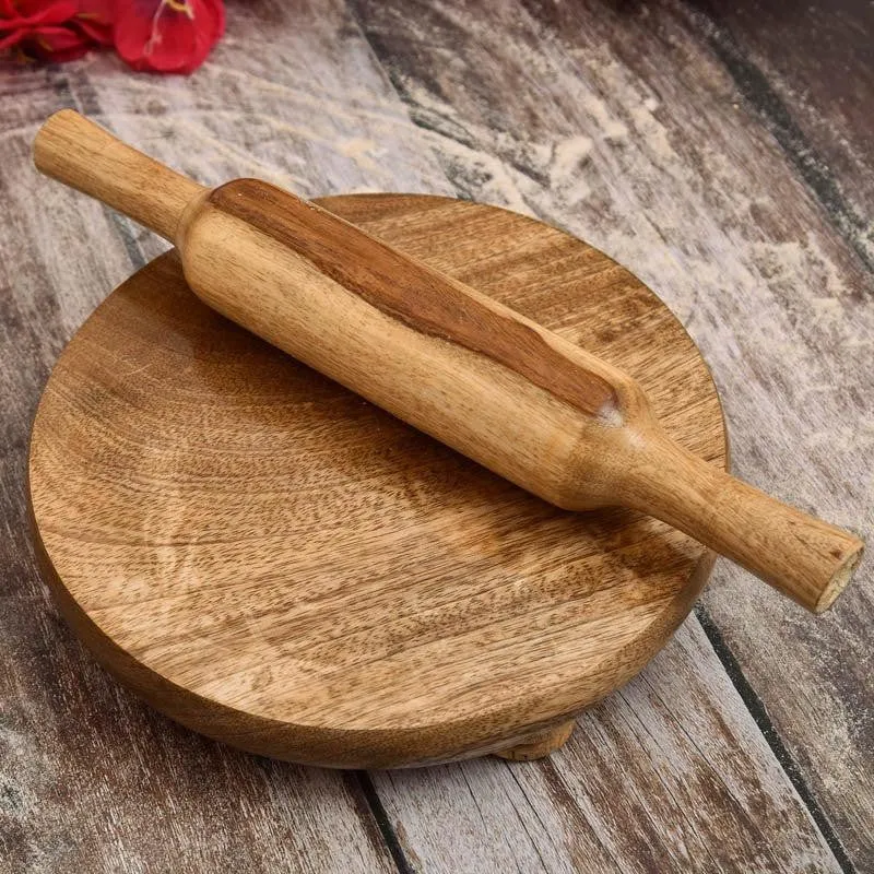 Ashra Wood Rolling Pin With Board - Set Of Two media 1