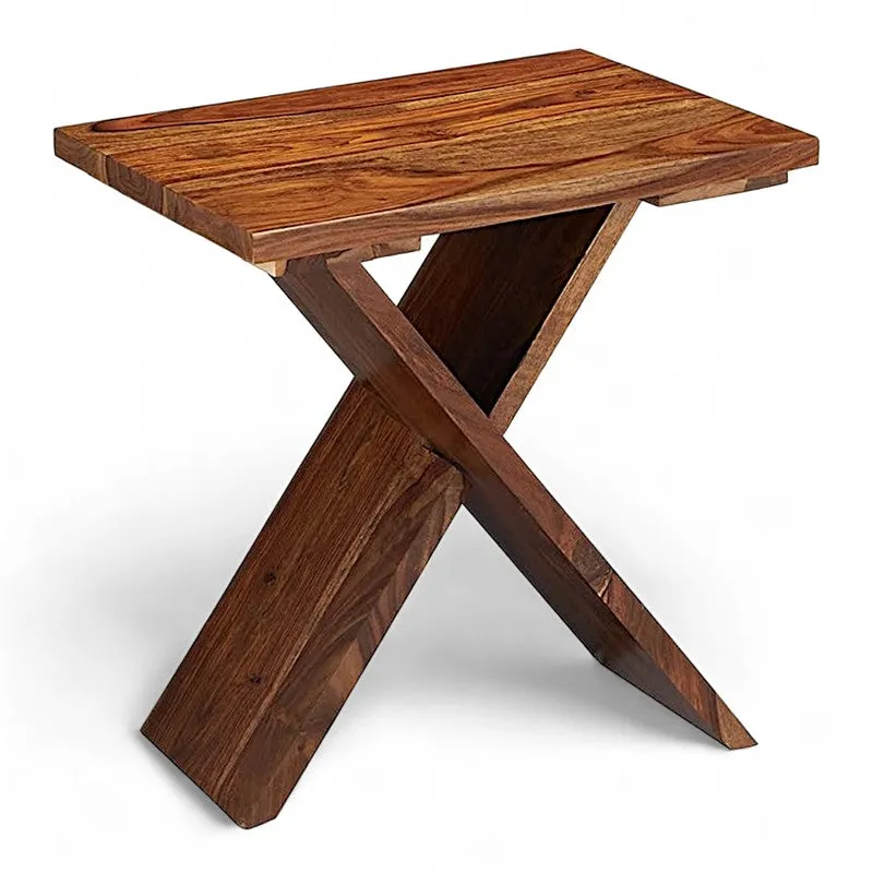 Cverox Sheesham Wooden Side & Bedside Table - Brown media 4