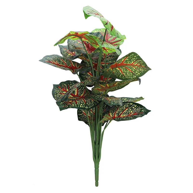 Botanika Artificial Caladium With Black Plastic Pot & Pebbles (Red) - 2 Feet media 3