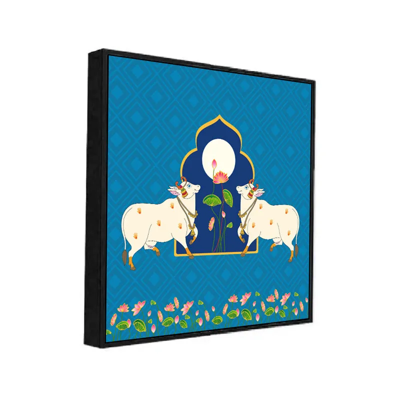 Kamadhenu Duo Canvas Wall Art With Frame media 3