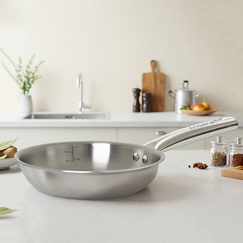Silvra Triply Stainless Steel Frying Pan - 1000 mL/ 9 Inch media 3