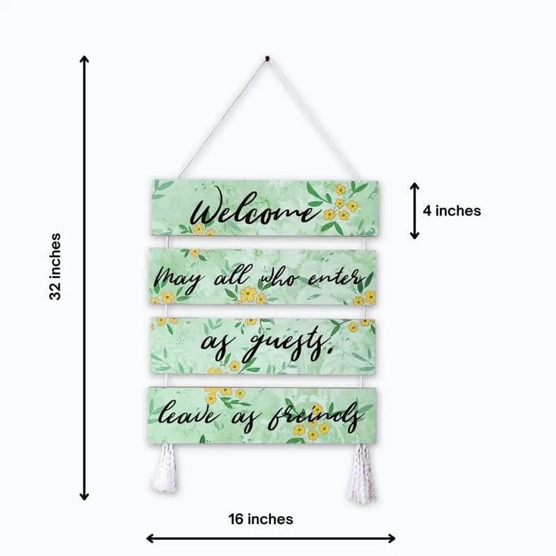 Wall hanging shown with its overall height and width dimensions
