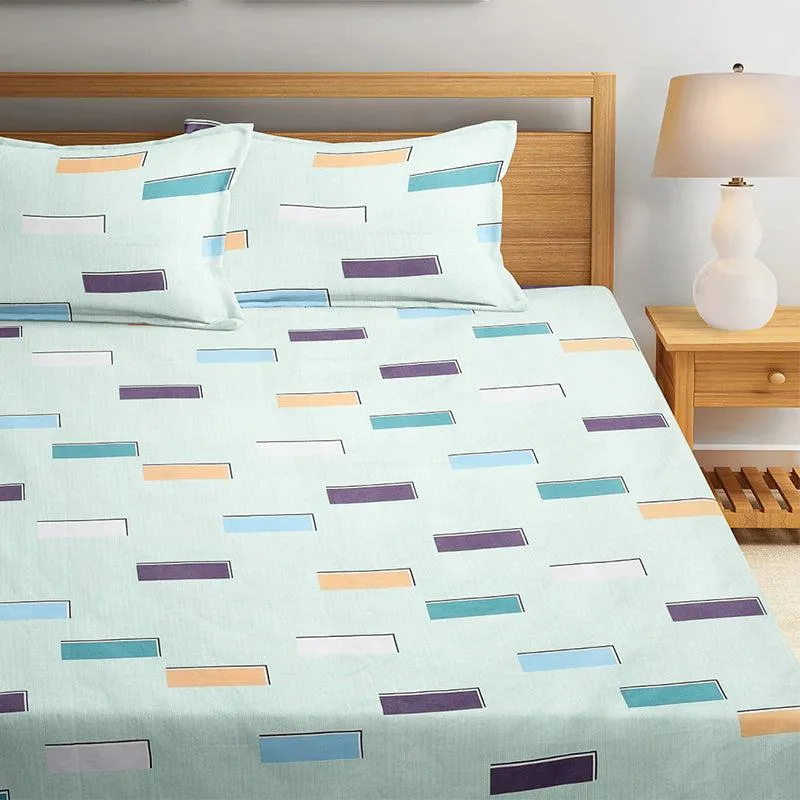 Burke Geometric PollyCotton Bedsheet - 180 GSM media 1